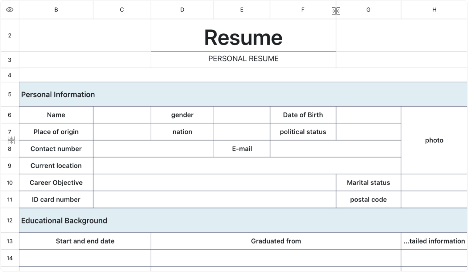 Personal Resume 6
